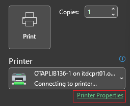 Check printer configuration